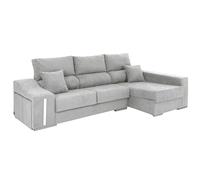 Miroytengo Sofá Chaise Longue Oscar Derecha 3 Plazas, Arcón, 2 Puffs, Asientos Extensibles Gris Claro 263 cm