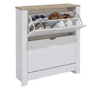 Miroytengo Zapatero Tivoli 2 trampones 1 cajón abatible melamina 81x74x24 cm Blanco y aserrado