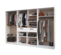 Miroytengo Vestidor Abierto Modular Flexa Dormitorio Color Roble Jakson y Blanco 2 Cajones, 6 Estantes, 3 Barras Con o Sin Cortinas 286x200x50 cm Light wood - white Sin curtains