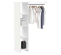 Miroytengo Vestidor de Pared Barbara para Dormitorio con 4 Estantes y Barra Colgadora en Blanco Mate 123x180x40 cm