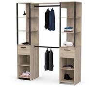 Miroytengo Vestidor Gary 2 Columnas Estilo Industrial Armario Abierto Color Roble Kronberg y Negro 160x200 cm Black/ wood -