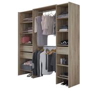 Miroytengo Vestidor Miami 2 Columnas Color Roble Kronberg Habitación Dormitorio Matrimonio Industrial 205x154-191x50cm Light wood