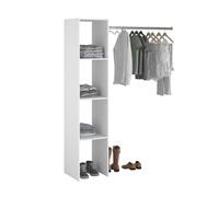 Miroytengo Vestidor Modular Abierto Custom para Dormitorio en Color Blanco Incluye Modulo A con 3 Estantes y Barra Colgadora 138x180 cm White - module a Module a