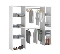 Miroytengo Vestidor Modular Abierto Custom para Dormitorio en Color Blanco Incluye Modulo B + C con 6 Estantes, 1 Cajón y 2 Barra 198x180 cm White - modules b + c Modules b + c