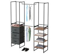 Miroytengo Vestidor Modular Abierto Tissa Negro y Madera 180x190 cm Black -
