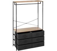 Miroytengo Vestidor Tissa con 6 cajones 1 barra colgadora Roble Claro y Gris Oscuro Acero 100x167 cm Black - light wood -