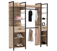 Miroytengo Vestidor Urano Roble Kronberg y Negro 180X45X208cm Dormitorio Industrial Black/ wood -