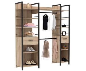 Miroytengo Vestidor Urano Roble Kronberg y Negro 180X45X208cm Dormitorio Industrial Black/ wood -