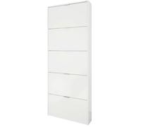 Miroytengo Zapatero alto Pasillo Color Blanco Brillo 5 Puertas 180x70x17 cm Blanco -