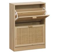 Miroytengo Zapatero Deco Melamina Color Pino y Rattan, Diseño Moderno, para Organización y Estilo, 60x82x24 cm