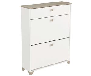 Miroytengo Zapatero Pasillo o Recibidor Blanco Mate y Roble Kronberg 81x104x24 cm Blanco/ Madera -