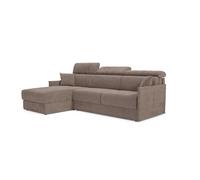 Miryam sofá cama esquinero con reposacabezas reclinables en tejido antimanchas t31 232 cm izquierdo marron