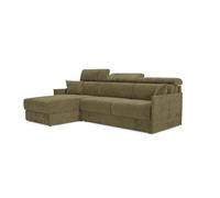 Miryam sofá cama esquinero con reposacabezas reclinables en tejido antimanchas t31 252 cm izquierdo verde