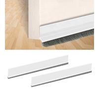 Misazy Burlete para Puerta de Entrada 2 Piezas - Autoadhesivo y Cortable a Medida - Junta Inferior para Ventanas y Puertas - 5*100cm, Blanco