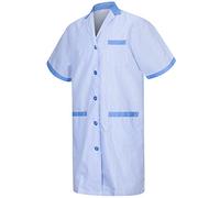 MISEMIYA - Bata Laboratorios Caballero Cuello Solapa con Manga Larga Uniforme Laboral CLINICA Hospital Limpieza Ref:816 - XS, Celeste 68