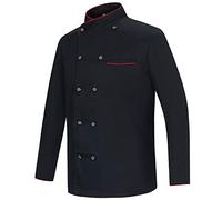 MISEMIYA - CASACA COCINA UNIFORME BAR RESTAURANTE HOSTELERÍA DE CHEF COCINERO BAR RESTAURANTE MANGAS LARGAS - Ref.842B - 4XL, Negro