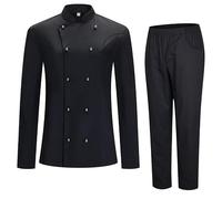 MISEMIYA - Chaqueta y Pantalon Cocinero Hombre - Chaqueta de Chef Hombre - Uniforme Hosteleria - 8501-8312 - S, Negro