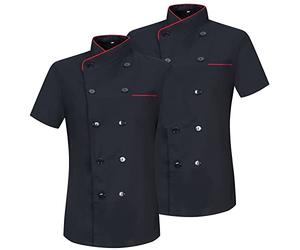 MISEMIYA - PAQUETE 2 UNIDADES - CHAQUETA COCINERA MUJER - UNIFORMES CHEF MUJER CHAQUETA MUJER DE COCINA - Ref.8441 - L, Negro
