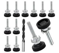 MISIQIMA 12 patas ajustables para muebles, M8 x 50 mm, altura ajustable con contratuerca, tuercas de impacto y brocas de metal, patas niveladoras para muebles de madera