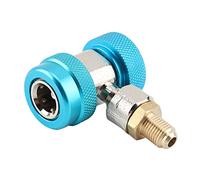 Miskall Conector rápido R134 A/C bajo/Alto, Adaptador de acoplador de Aire Acondicionado de Metal de 90° con núcleo de válvula extractora(Lado bajo)