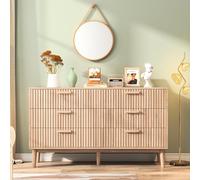 MISNODE Cómoda Rústica con 6 Cajones, Sinfonier de Madera, Mueble Cajones, Cómodas y Cajoneras para Dormitorio, Salón, Entrada, Pasillo, 100 x 34 x 73 cm, Natural