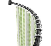 Misounda Barra Cortina Ducha Curvada 140-200cm, Acero Inoxidable 304 Extensible, Soporte 25kg, Barra de Ducha con Base Ajustable 180° para Baño, Vestidor y Bañera, Incluye 18 Ganchos, Negro
