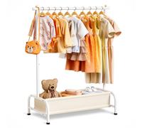 MISSLO Perchero de ropa para niños con almacenamiento inferior, color blanco