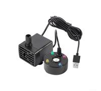 Mist Maker Fogger Humidificador alimentado por USB de 5 V con tecnología de 5 W, bomba de agua ajustable de 120 l/h, luces LED coloridas para fuente de estanque interior, tanque de peces (negro)