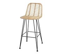 MISTERWILS FURNITURE FOR FREE SOULS - Taburete de Cocina Medea Estilo Nórdico con Estructura Tubular de Acero y Asiento de Rattan Natural Natural 94 x 42 x 51