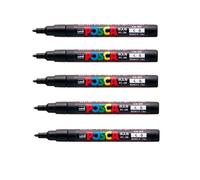 Mitsubishi Pencil [Juego de 5 bolígrafos!!] Uni Posca Aqueous Fielt-tip Pen PC-3M Negro de Japón