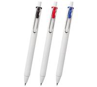 Mitsubishi Pencil Uni-ball One - Bolígrafo de tinta de gel, 0.02 pulgadas (0.5 mm), negro, rojo, azul, base blanca, juego de 3