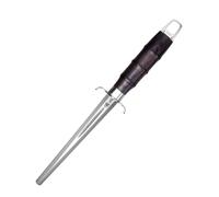 MITSUMOTO SAKARI 33 cm Varilla Diamante Plana Japonesa, Chaira Afilar | Acero Recubierto de Diamante, Mango Pakkawood en Nudo Bambú, Protector Mano Acero Inoxidable y Funda de Cuero, Afilado Rápido