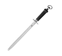 MITSUMOTO SAKARI 40 cm Afilador Ovalada con Mango de ABS y Potente Imán | Afilador de Cuchillos Profesional, Chaira de Diamante Japonés de Acero de Alto Carbono, con Anillo Colgante