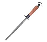 MITSUMOTO SAKARI 40 cm Chaira Cuchillo Redondo Japonés con Anillo Colgante | Afilador Cuchillos Profesional de Acero de Alto Carbono, Chaira Afilar Cuchillos Negro, Mango de Palisandro, Caja de Regalo