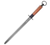 MITSUMOTO SAKARI 44 cm Afilador Cuchillos Japones Plano con Anillo Colgante | Afilador de Cuchillos Profesional, Chaira Afilar Cuchillos, Acero de Alto Carbono, Mango de Madera al Ácido, Caja de Regalo
