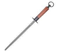 MITSUMOTO SAKARI 44 cm Chaira Afilar Cuchillos Japonés, Afilador de Cuchillos Profesional de Acero de Alto Carbono, Afilador Cuchillos Redondo Negro (Mango de Palisandro y Caja de Regalo)