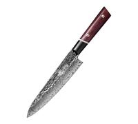 MITSUMOTO SAKARI Cuchillo Chef Japonés Gyuto, 20 cm Cuchillos Cocina | Cuchillo de Espiga Completa de Acero en Polvo S440C, Cuchillo Profesionales, Mango Madera de Sangre y G10,Caja Regalo Sándalo