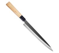 MITSUMOTO SAKARI, cuchillo de cocina japonés de 26 cm para sashimi, tipo Yanagiba, fabricado con aleación de tungsteno, forjado a mano, profesional, ideal para sushi (mango de madera de Fraxinus Mands