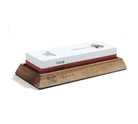 MITSUMOTO SAKARI Piedra japonesa para afilar cuchillos, piedra afiladora de cuchillos de cocina profesional de grano 1000/3000, con madera antideslizante