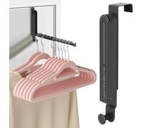 Mittimiya Perchero de puerta plegable, gancho para puerta para 6 perchas y extensiones extensibles, para colgar no es necesario taladrar, metal para debajo de 4,8 cm de pliegue, bolsa de ropa y