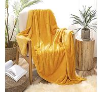 MIULEE Manta Blanket Franela para Sófas Mantas de Terciopelo Diseño Granulado para Siesta Suave Grande Cálida para Cama Felpa para Mascota Cama Habitacion Dormitorio 1 Pieza 220x240cm Dorado