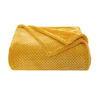 MIULEE Manta Blanket Franela para Sófas Mantas de Terciopelo Diseño Granulado para Siesta Suave Grande Cálida para Cama Felpa para Mascota Cama Habitacion Dormitorio 1 Pieza 125x150cm Dorado