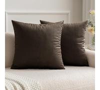 MIULEE Pack de 2 Terciopelo Suave Funda de Cojín Decorativo Cuadrado Manta Funda de Almohada para Sofá Dormitoriocon Cremallera Invisible, 20"x20",50x50cm Dark Pardo