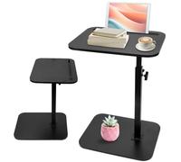 MIUUIPI Mesa auxiliar en forma de C, mesa de café giratoria en 360° y ajustable en altura, mesa de centro, mesa de centro, mesita de noche para sala de estar, dormitorio, baño, cama (negro)