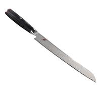 Miyabi 5000FCD Cuchillo de pan de 24 cm con mango de madera Pakka negra de color negro y plata