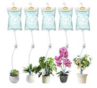 mizikuu 5 Piezas Bolsas de Riego por Goteo, 3,5L Dispositivo de Riego Automático con 6PCS Gancho Bolsas de Riego Para Plantas con Flujo Ajustable Automático para Jardín Bonsáis y Flores