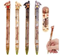 MKEWUU 4 Piezas Legami Bolígrafo Gel Kawaii Cartoon Gato Negro Gris Azul Naranja Amarillo 0.5Mm, Material Escolar Oficina Regalo Con Writing Grips Diseño Lindo