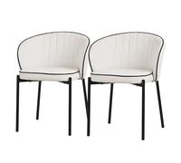 ML-Design 2X Sillas de Comedor en Color Beige, Asiento Sofá de Salón con Revestimiento de Tela Mueble con Respaldo y Patas de Metal, Sillónes Tapizados Ergonómicos de Cocina o Sala de Estar