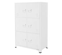 ML-Design Archivador de Oficina 75x40x120,5 cm Acero Blanco Armario Independiente con 4 Patas Mesita Auxiliar Metálica con 6 Puertas y 3 Compartimentos Mueble para Almacenamiento Archivo de Documentos
