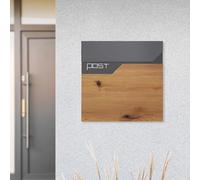 ML-Design Buzón de Correo Exterior Antracita Aspecto de Madera 37x37cm con Compartimento para el Periódico Acero con Recubrimiento en Polvo Moderno 2 Llaves Solapa De Cierre Monzana para Montaje Pared
